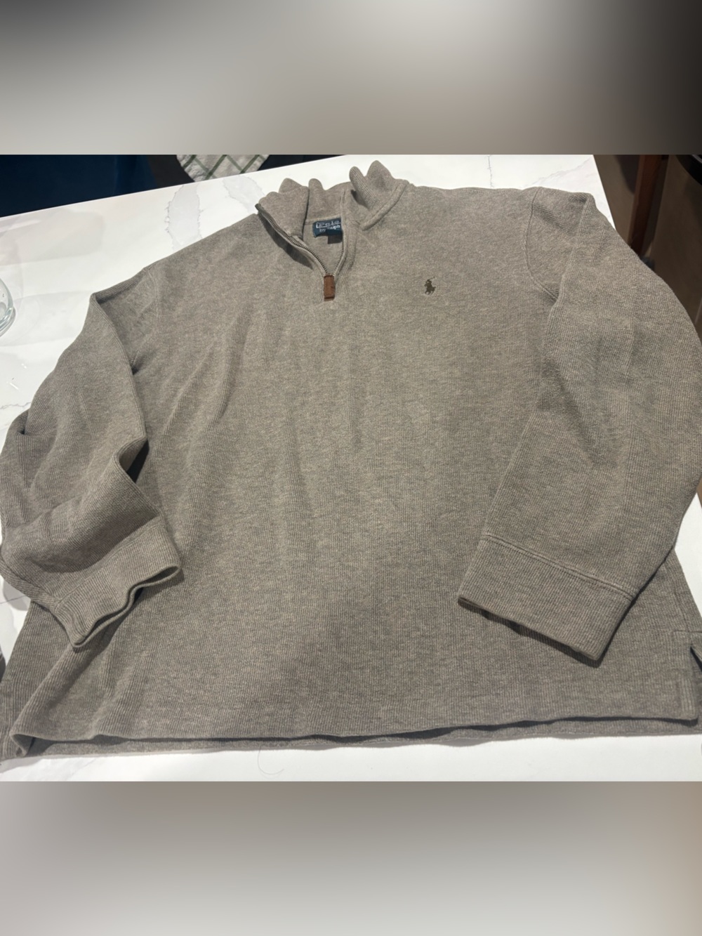 Polo by Ralph Lauren Men’s quarter-Zip Sweater in Taupe